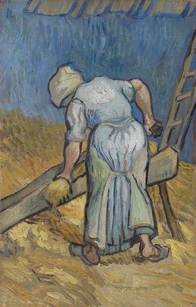 Bäuerin beim Flachsbrechen von Vincent van Gogh